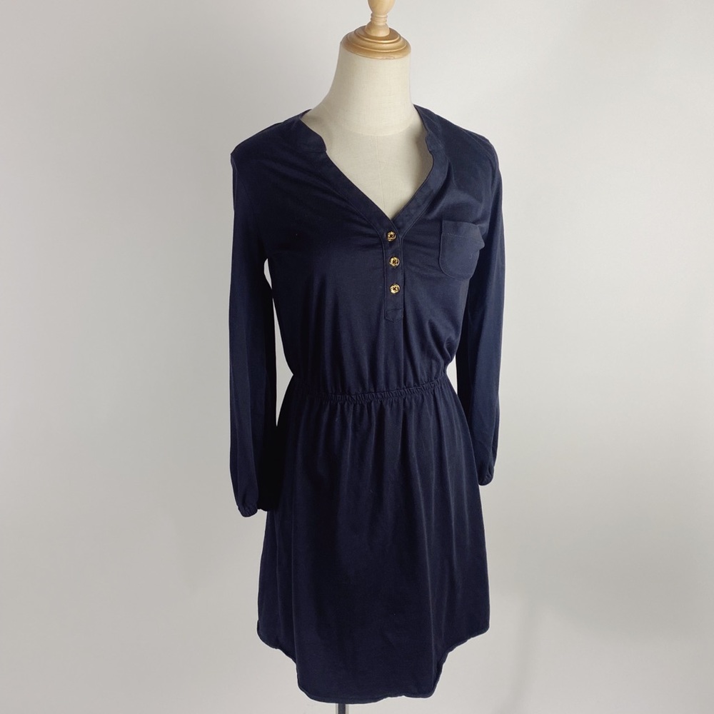 LILLY PULITZER Becket Pima Cotton Long Sleeve Black Dress Womens XSmall - Picture 2 of 10